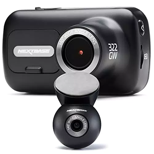 Nextbase 322GW Dash Cam anteriore e posteriore - Full 1080p/60fps Full HD in auto fotocamera - WiFi Bluetooth GPS - modalità parcheggio - 280° / 360 Dual 6 Lane