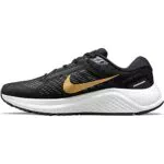 Nike W Air Zoom Structure 24, Sneaker Donna, Black/Mtlc Gold Coin-Anthracite-Photon Dust