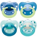 NUK Ciuccio Signature e Signature Night, 0-6 mesi, Succhietti che si illuminano al buio, 4 pezzi