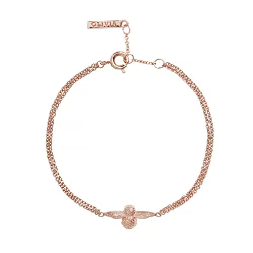 Olivia Burton Braccialetto A Catena da Donna con motivo 3D a forma di ape, oro rosa