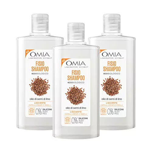 Omia, Fisio Shampoo Eco Bio con Olio di Semi di Lino per Capelli Crespi