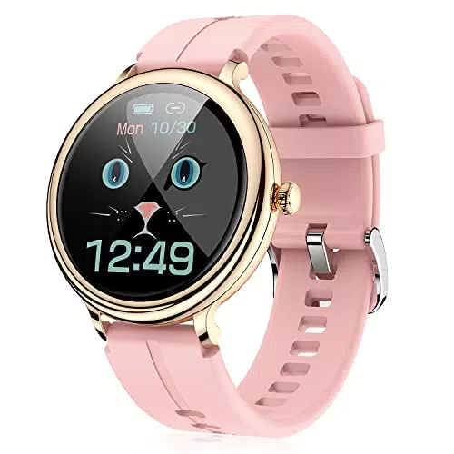 Orologio Smartwatch Donna Fitness Tracker: Compatibile per Android iOS Iphone con Impermeabile Cardiofrequenzimetro Contapassi Bluetooth Sport 1.09'' Rotondo Polso Multifunzione Femminile