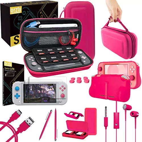 Orzly Kit Accessori per Nintendo Switch Lite - Include: Custodia e Pellicola Protettiva Switch Lite