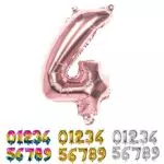 Palloncino mylar numero '4', rosa