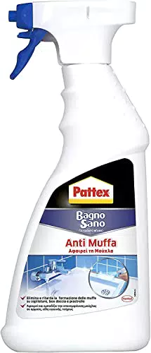 Pattex Bagno Sano Antimuffa Spray Igienizzante, Battericida spray al cloro attivo per fughe e sanitari