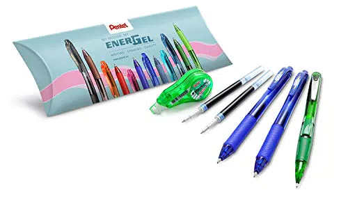 Pentel Set Scuola/Ufficio/Smart Working ( 2 roller Energel X BL107 blu, 2 refill LR7 blu, 1 portamine 0,7 mm, 1 Bianchetto nastro mini)
