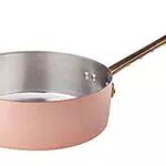 Pentole Agnelli ALCM107M24 Casseruola Bassa in Rame Martellato Stagnato con 1 Manico in ottone