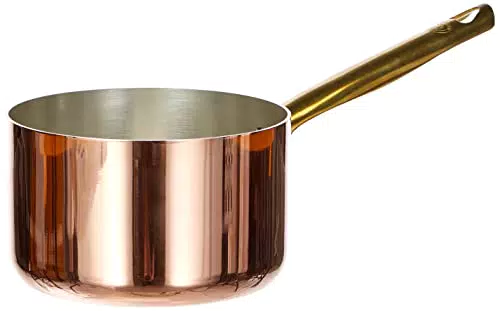 Pentole Agnelli Linea Rame Casseruola Alta con Manico Inox, Marrone, 16 cm