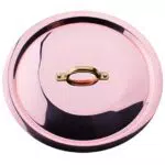 Pentole Agnelli Rame Liscio Stagnato a Mano Coperchio con Ponticello in Ottone, 36 cm
