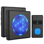 PewinGo Campanello Wireless, Campanello Senza fili da Esterno Impermeabile IP55 Portatile con 3 Livelli Indicatore Colorato LED /55 Melodie/ 5 Livelli di Volume/Campo di Funzionamento 300M-Nero
