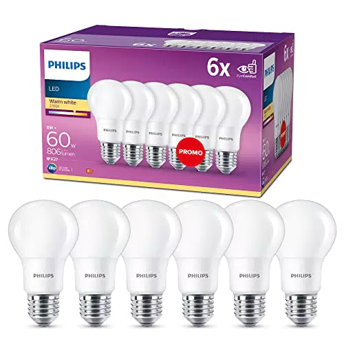 Philips Lampadina LED Goccia, 6 Pezzi, Equivalente a 60W