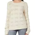 PIECES Pcbibbi LS O-Neck Knit Noos BC Maglione, Bianco e Grigio