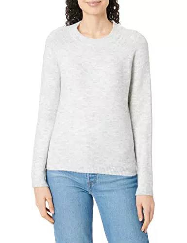 PIECES Pcjuliana LS O-Neck Knit Noos BC Maglione, Chiaro Grigio Melange