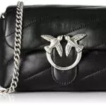 Pinko Love Baby Puff C Sheep Nappa, Borsa Donna, Z99O_Nero-Old Silver