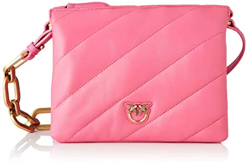 Pinko Twins Mini Maxi Quilt 1 CL She, Borsa Donna, P01Q_Fucsia-Antique Gold