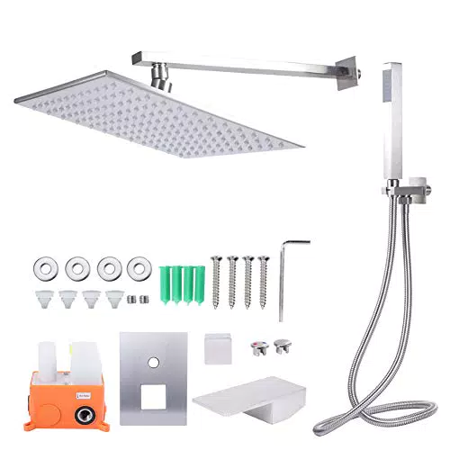 Pissente Kit soffione Doccia con doccetta, soffione Doccia a Parete con Luce a LED in Acciaio Inossidabile per Bagno Domestico