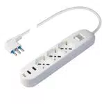 POLY POOL - PP2526 Ciabatta Multipresa Elettrica Smart - 3 Prese Schuko Multistandard Bivalenti - 2 Prese USB 2.4A per Carica Veloce - Spina Salvaspazio - Ciabatta con Interruttore Nera Cavo 1