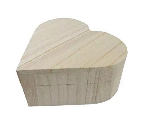 Scatola di Legno a Forma di Cuore con Cerniere e Coperchio apribile