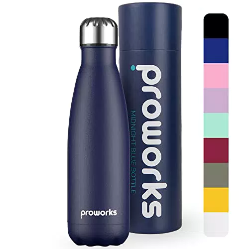 PROWORKS Bottiglia Acqua in Acciaio Inox, Blu Mezzanotte