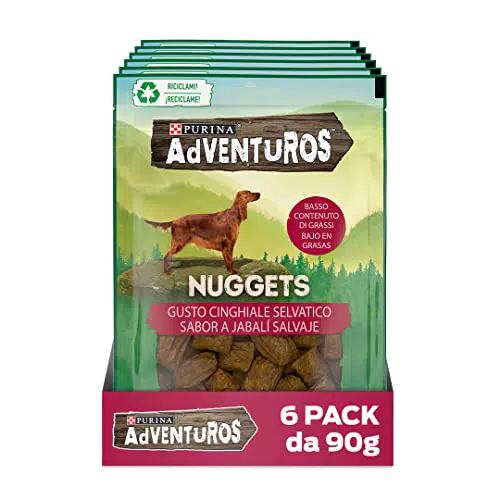Purina Adventuros Nuggets Snack per Cani Cinghiale, 6 Buste da 90g