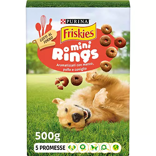 Purina Friskies Mini Rings Biscotti Cane con Manzo, Pollo e Coniglio