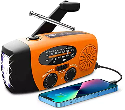 Radio a manovella portatile, 2000mAh con illuminazione di emergenza