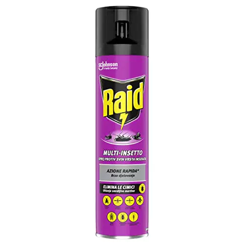 Raid Multinsetto Spray Insetticida, Elimina Cimici, Mosche, Zanzare, Tarme, Vespe, Scarafaggi