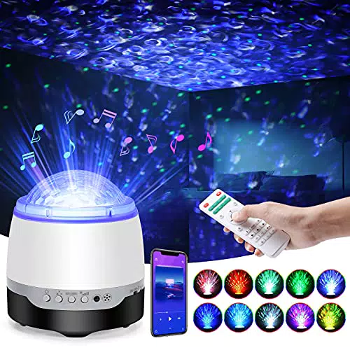 Ranipobo, Luce notturna a LED con telecomando e altoparlante musicale Bluetooth Proiettore Stelle