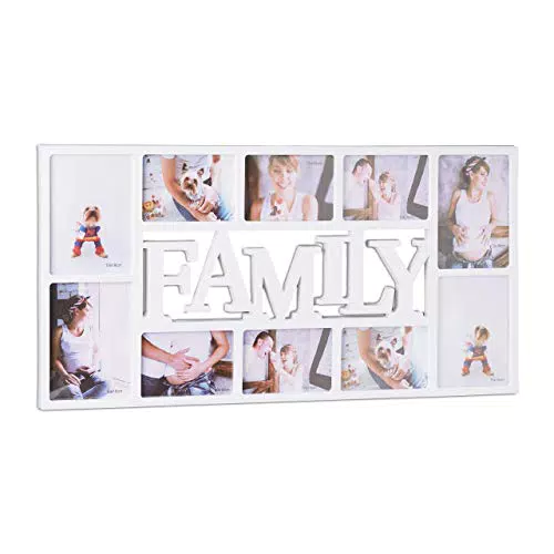 Relaxdays Cornice per 10 Foto Family, Portafoto Multiplo da Parete