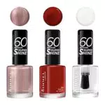 Rimmel London Set di 3 Smalti Unghie 60 Seconds Super Shine, 210 Etheral, 315 Queen Of Tarts!, 740 Clear
