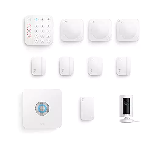 Ring Alarm, Kit da 10 pezzi con Ring Indoor Cam da Amazon - Sistema per la sicurezza domestica con monitoraggio assistito