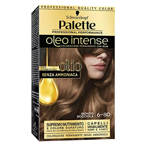 Schwarzkopf, Palette Oleo Intense, Colorazione Permanente con Olio, Tonalità 6-80 Biondo Nocciola