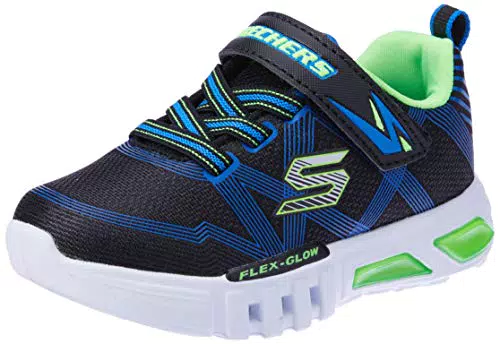 Skechers Flex-glow-90542l, Sneaker Uomo, Nero Black Blue Lime Bblm