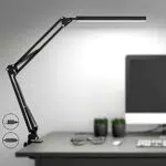 SKYLEO Lampada da Scrivania a LED - Lampada LED da Tavolo con clip - Lampada LED per la cura degli occhi - 3 modalità di luce x 10 livelli di luminosità - Nero