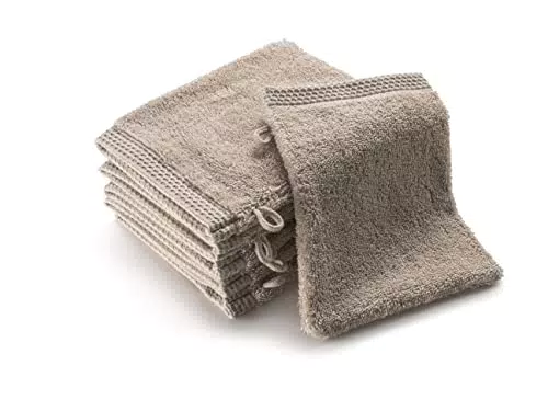 SLEEPZEN Guanti da bagno cotone biologico - Beige - Set di 6