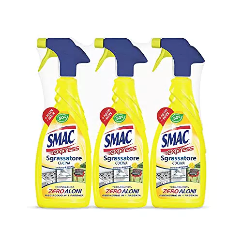 Smac Express - Sgrassatore Cucina al Limone, Detergente Spray Multisuperficie con Azione Sgrassante e Tecnologia Zero Aloni
