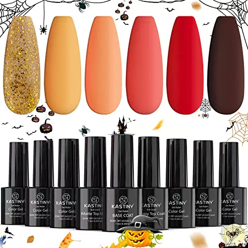 Kastiny - Smalto Per Unghie In Gel, Set Di 9 Pezzi Di Smalto Per Unghie Gel Giallo Rosso
