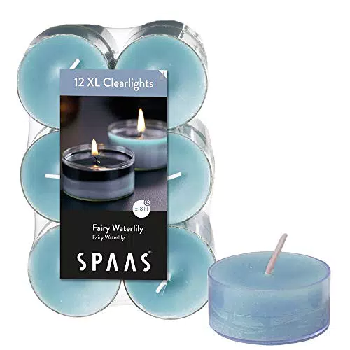 Spaas - 12 maxi candele profumate in tazza trasparente trasparente
