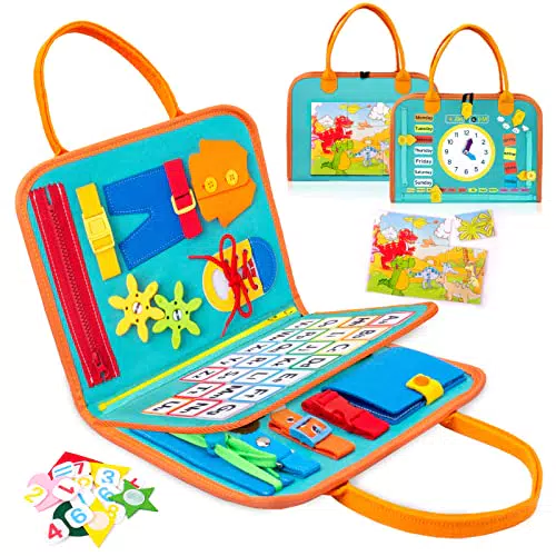 SPLAKS Busy Board per Bambini, 3 Strati Giochi Montessori 1 Anni