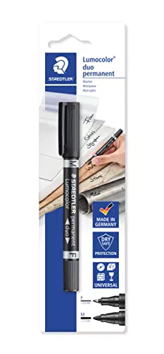 STAEDTLER 348-9 BKD Lumocolor Permanent Duo Pennarello Indelebile Nero a 2 punte