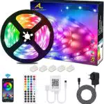 Striscia LED 5M Bluetooth, ALED LIGHT Strisce Luci Led RGB 5050 SMD con DC 12V Alimentatore e 44 Tasti Telecomando e Ricevitore