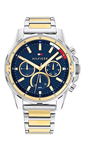 Tommy Hilfiger Orologio Analogico Multifunzione al Quarzo da Uomo con Cinturino in Acciaio Inossidabile Bicolore