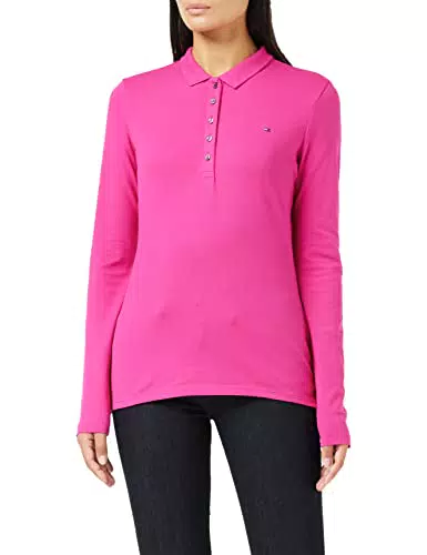 Tommy Hilfiger Polo Slim a Maniche Lunghe, Eccentric Magenta