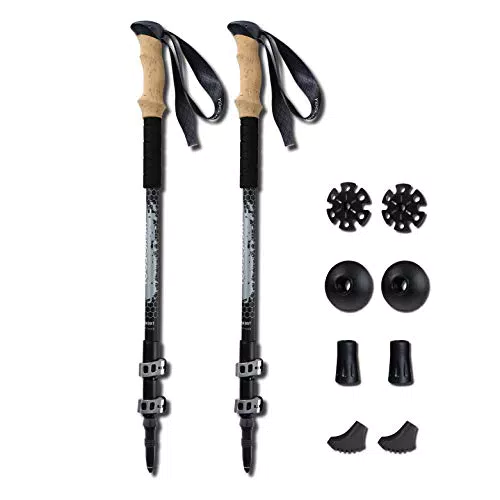 TREKOLOGY Bastoncini da Trekking o da Passeggio Set da 2 Pezzi: Paio di Bastoni Trekking o Passeggio Leggeri Pieghevoli Regolabili Telescopici in Alluminio con Accessori Nordic da Trekking