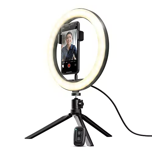 Trust Mobile Maku Ring Light, Luce ad Anello con Treppiede e Supporto per Telefono