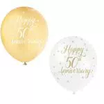 Palloncini in Lattice Perlato, 30 cm, Happy 50th Anniversary, 5 pezzi