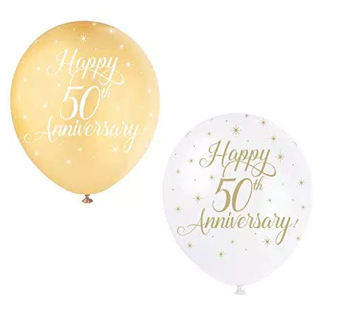 Palloncini in Lattice Perlato, 30 cm, Happy 50th Anniversary, 5 pezzi