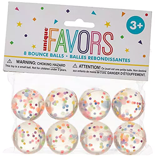 Unique Party - Palline Rimbalzanti Riempite di Coriandoli - Confezione da 8