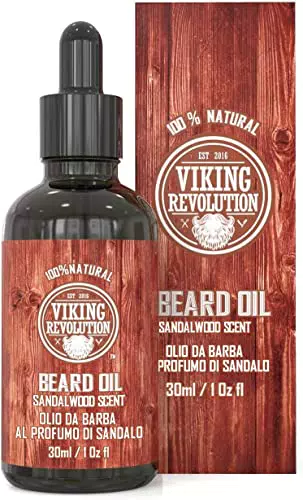 Viking Revolution Olio Da Barba 30ml al Profumo Di Sandalo Con Oli Di Argan E Jojoba Biologici