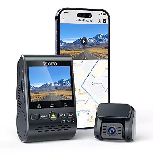 VIOFO Dash Cam 2K 1440P, A129 Plus Telecamera per Auto Doppia con GPS Wifi